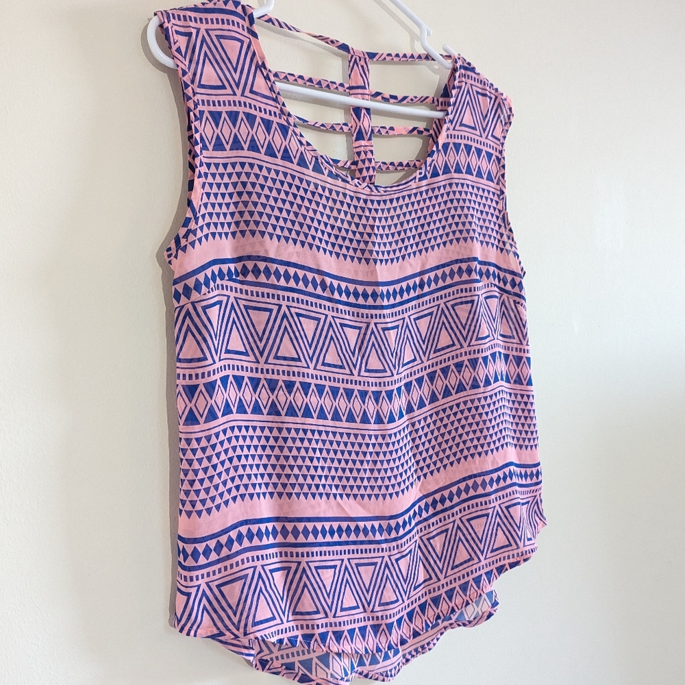 Mine M Pink Blue Tank Top Blouse